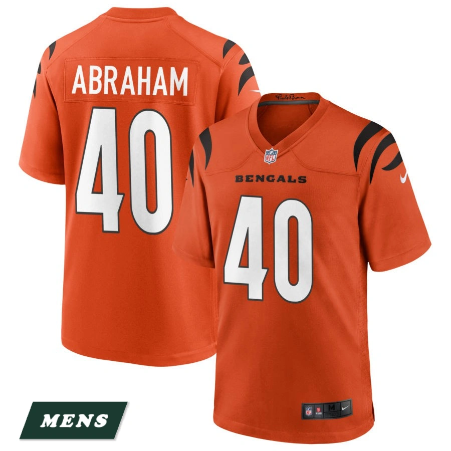 Men's Cincinnati Bengals Orange Alternate Game #40 Micah Abraham Jersey