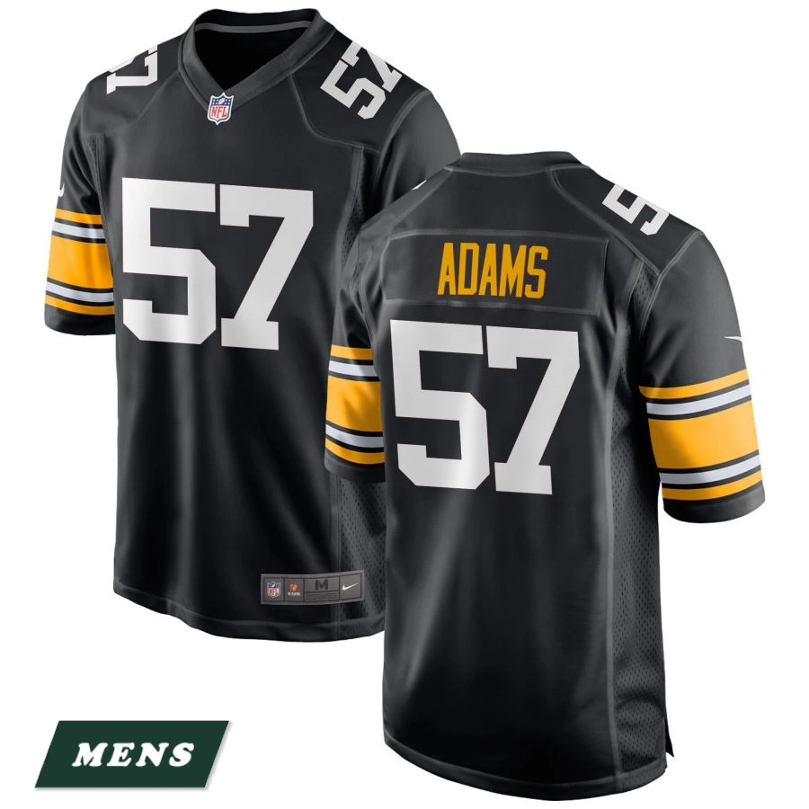 Men's Pittsburgh Steelers Black Alternate #57 Montravius Adams Game Jersey Men's Pittsburgh Steelers Black Alternate #57 Montravius Adams Game Jersey