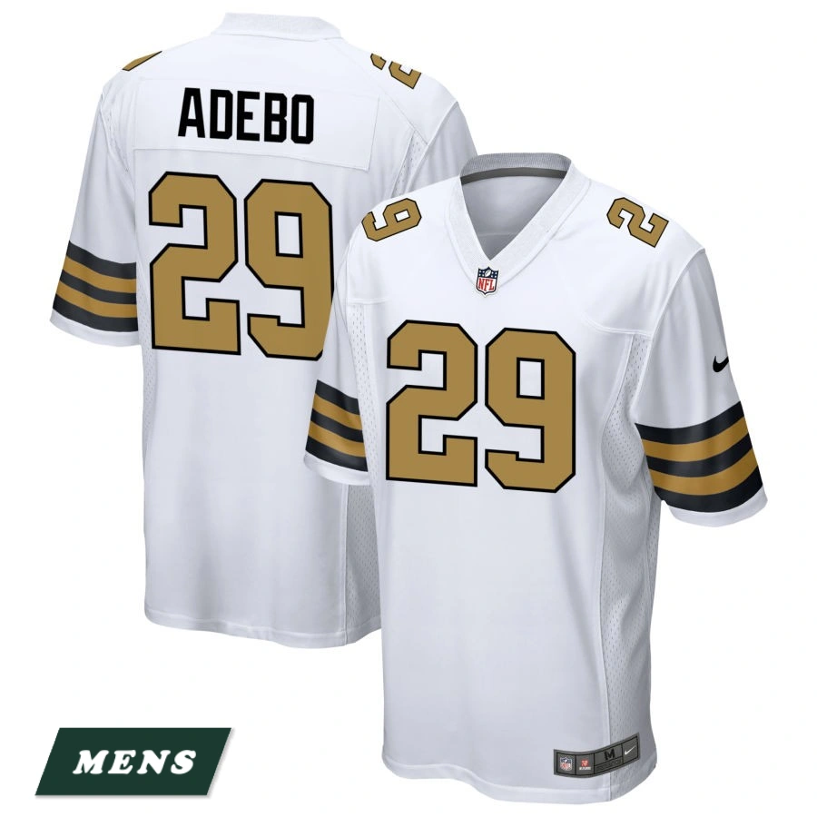 Men's New Orleans Saints White Alternate #29 Paulson Adebo Game Jersey