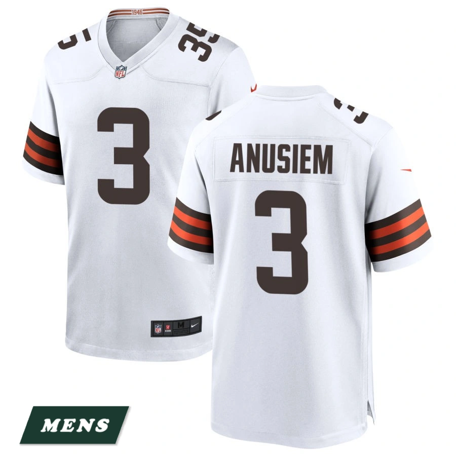 Men's Cleveland Browns White #35 Chigozie Anusiem Game Jersey
