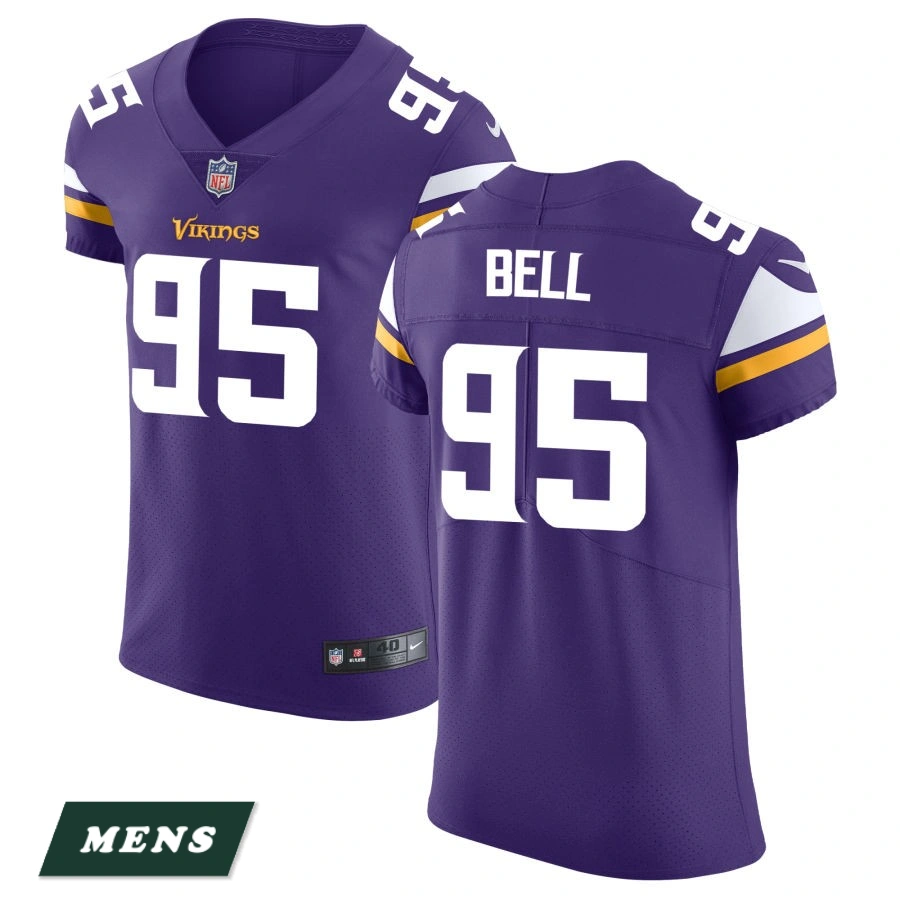 Men's Minnesota Vikings Purple Vapor Untouchable #95 Travis Bell Elite Jersey