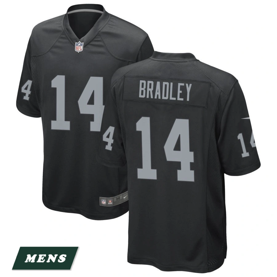 Men's Las Vegas Raiders Black #14 Carter Bradley Game Jersey