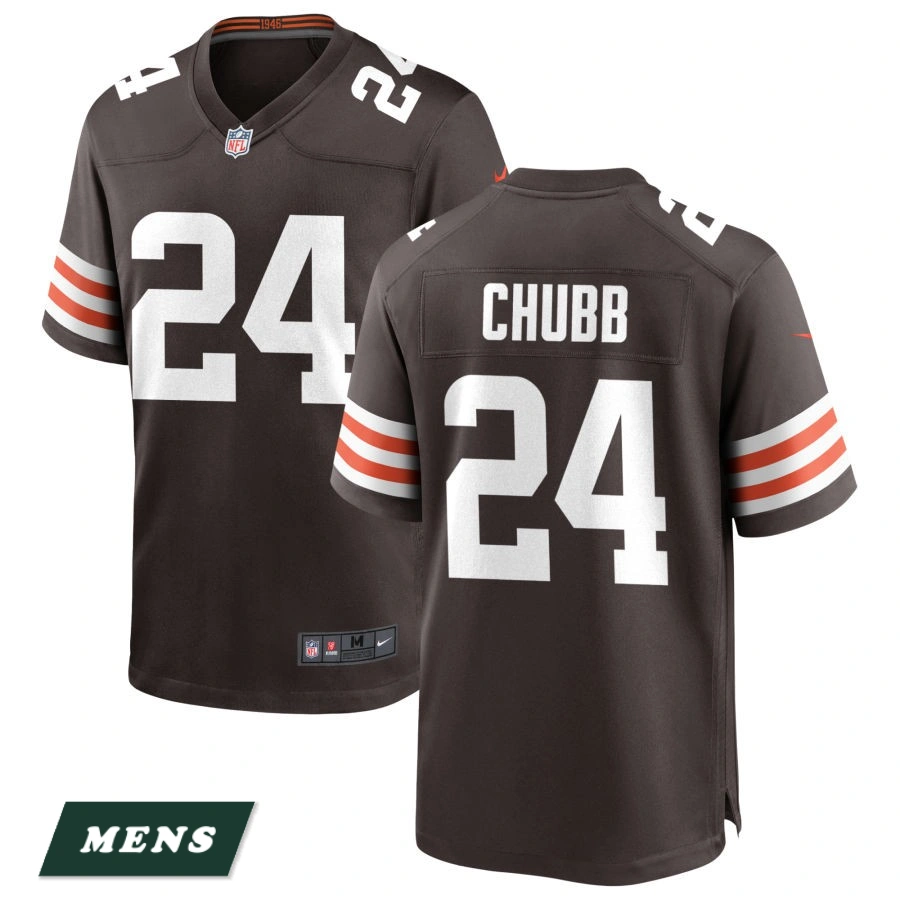 Men's Cleveland Browns Brown #24 Nick Chubb Game Jersey
