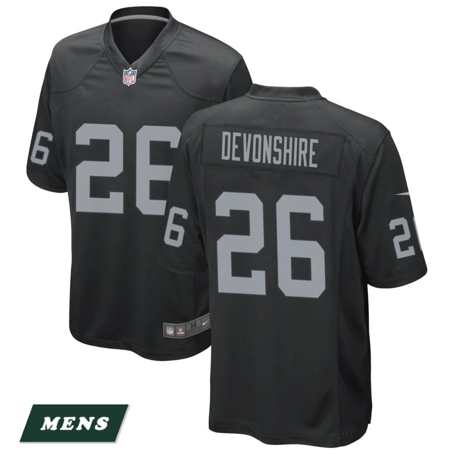Men's Las Vegas Raiders Black #26 M.J. Devonshire Game Jersey