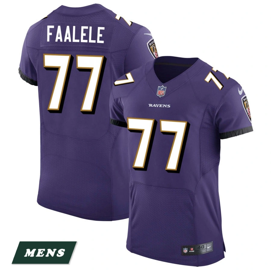 Men's Baltimore Ravens Purple Speed Machine #77 Daniel Faalele Elite Jersey