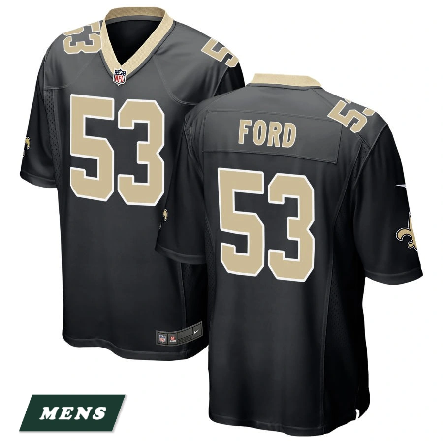 Men's New Orleans Saints Black #53 Jaylan Ford Game Jersey