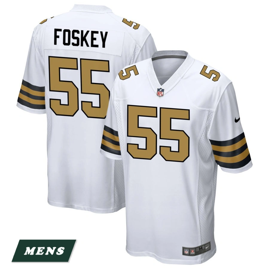 Men's New Orleans Saints White Alternate #55 Isaiah Foskey Game Jersey