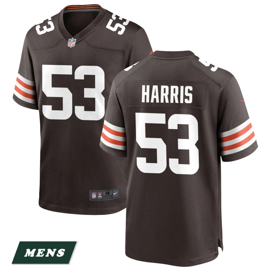 Men's Cleveland Browns Brown #53 Nick Harris Game Jersey