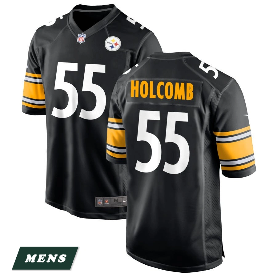 Men's Pittsburgh Steelers Black #55 Cole Holcomb Game Jersey Men's Pittsburgh Steelers Black #55 Cole Holcomb Game Jersey