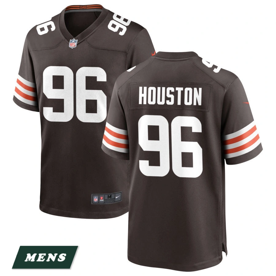 Men's Cleveland Browns Brown #96 James Houston Game Jersey