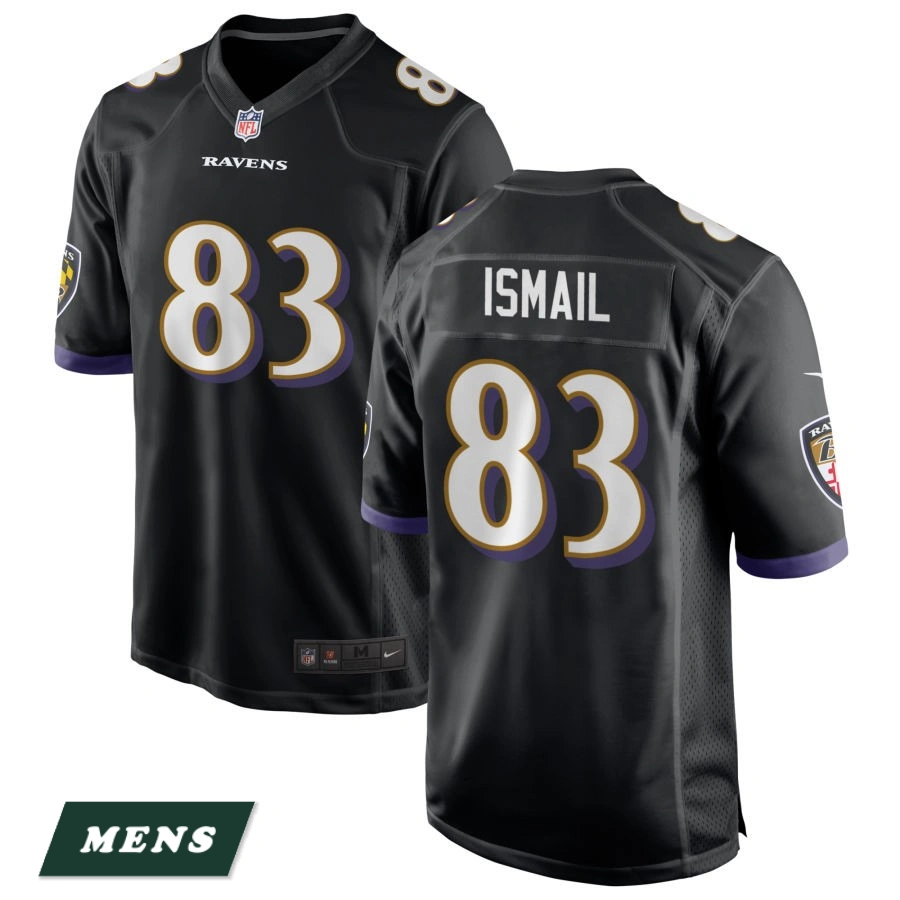 Men's Baltimore Ravens Black Alternate #83 Qadir Ismail Game Jersey