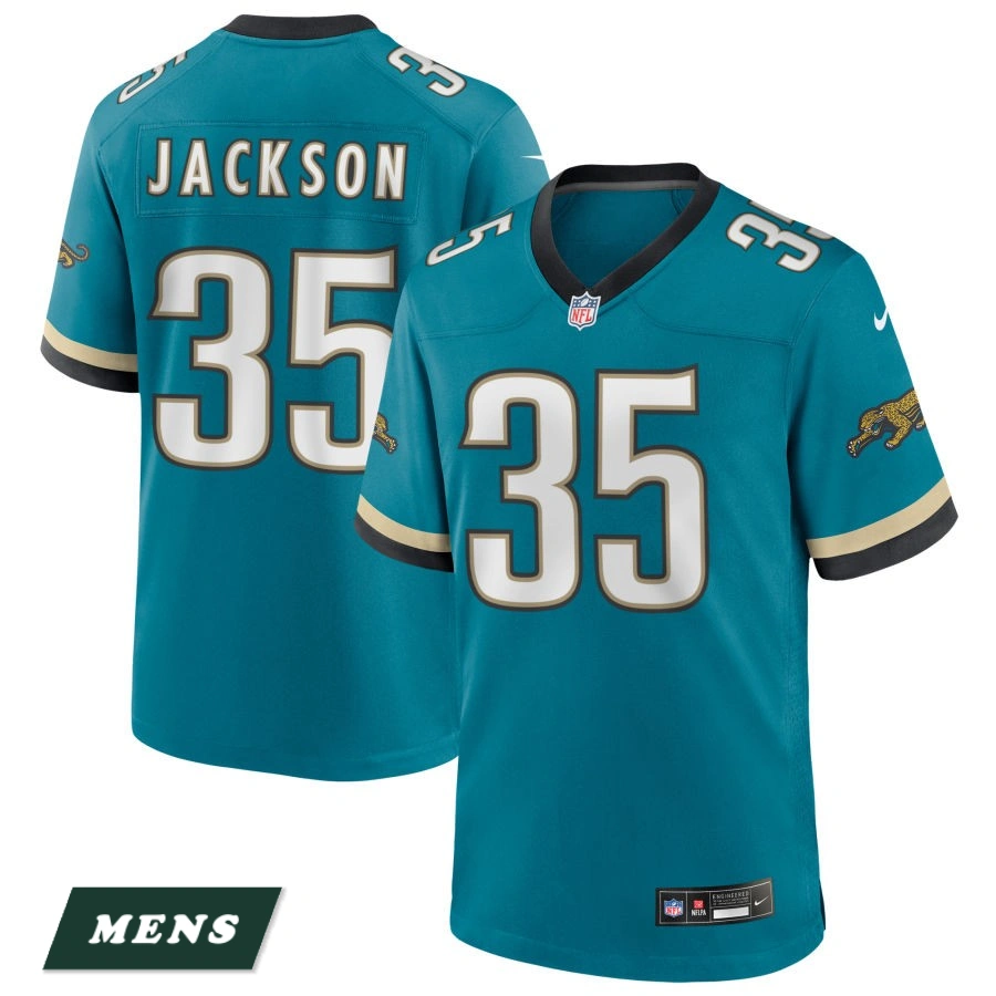Men's Jacksonville Jaguars Teal Prowler Throwback #35 Matthew Jackson Game Jersey
