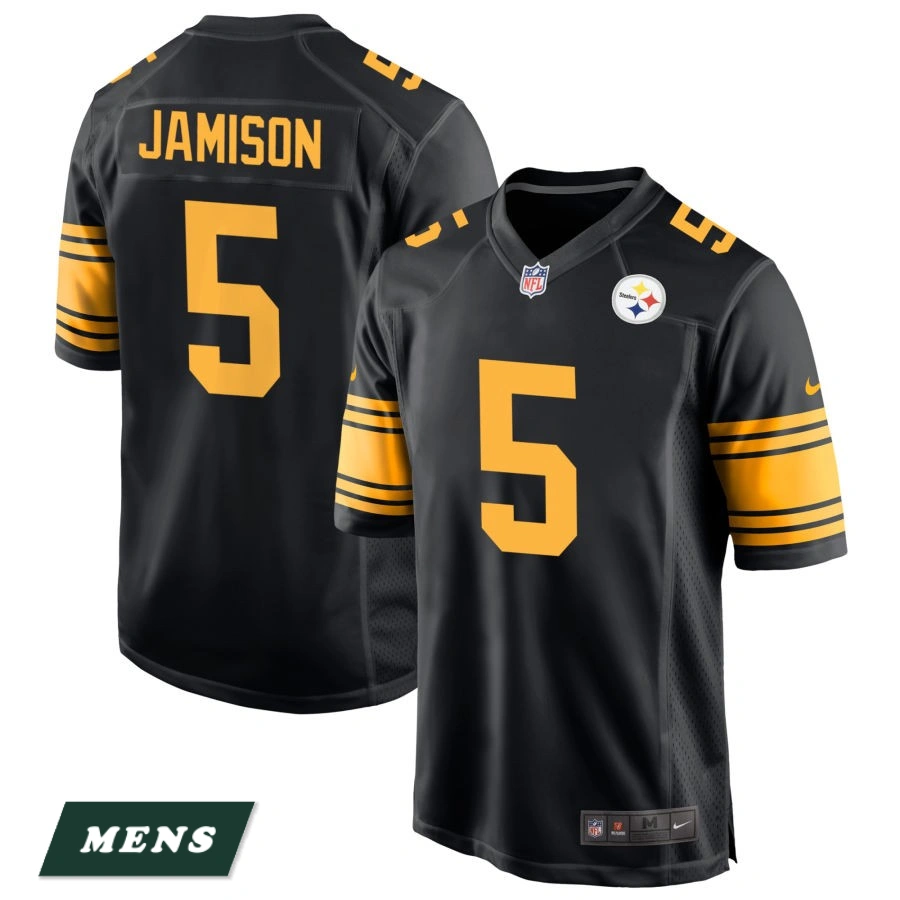 Men's Pittsburgh Steelers Black Alternate #5 D'Shawn Jamison Game Jersey Men's Pittsburgh Steelers Black Alternate #5 D'Shawn Jamison Game Jersey