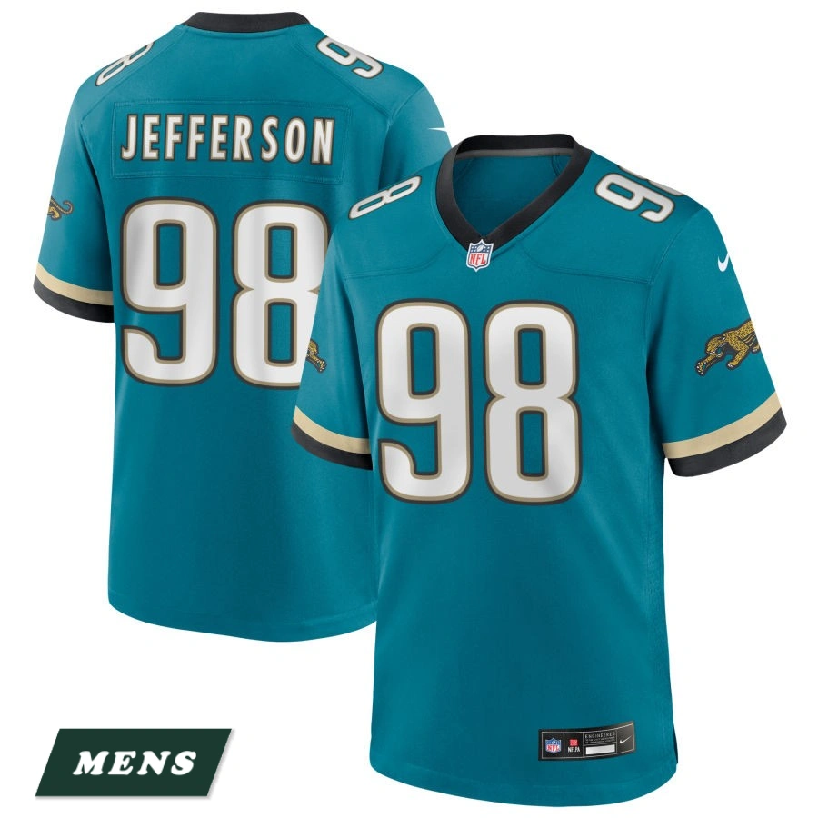 Men's Jacksonville Jaguars Teal Prowler Throwback #98 Jordan Jefferson Game Jersey