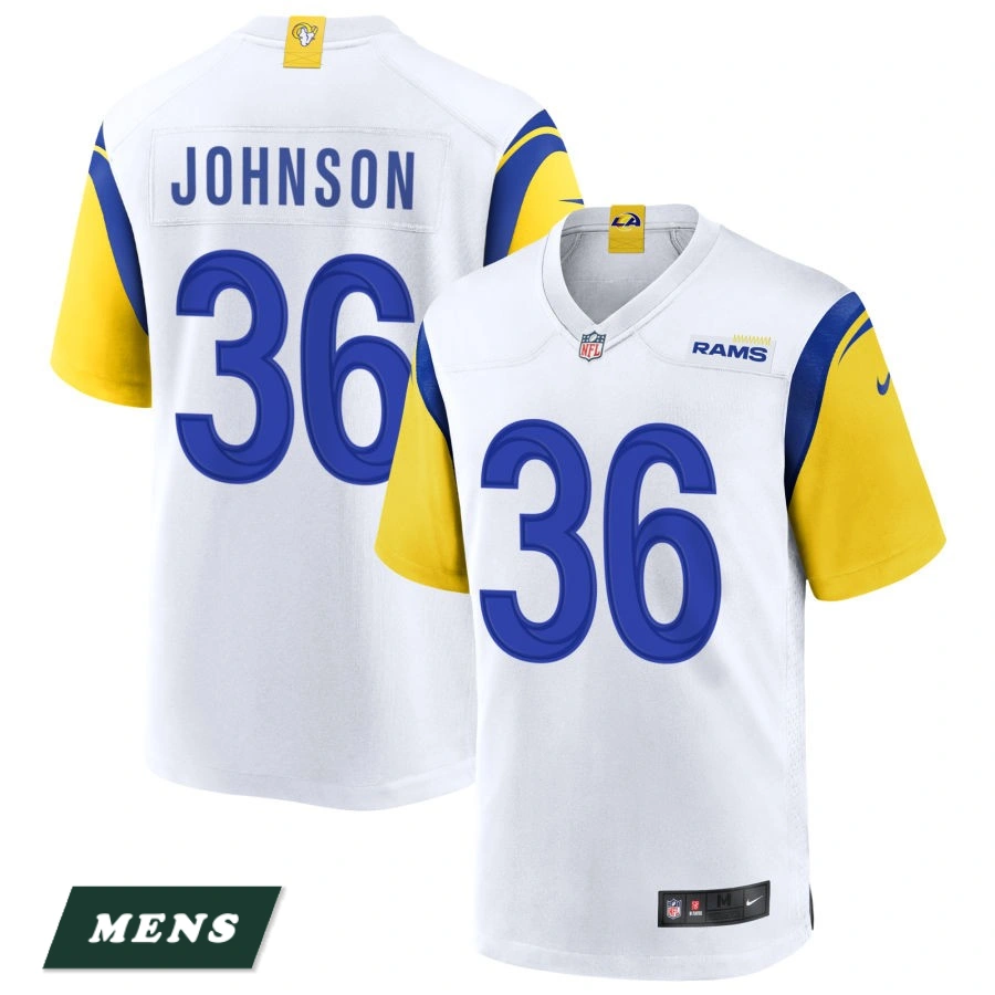 Men's Los Angeles Rams White Alternate #36 Quindell Johnson Jersey