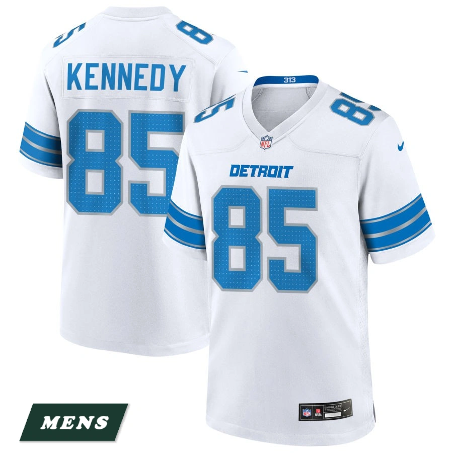 Men's Detroit Lions White #85 Tom Kennedy Game Jersey Men's Detroit Lions White #85 Tom Kennedy Game Jersey