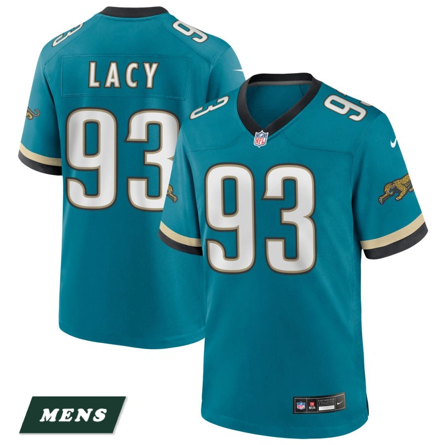 Men's Jacksonville Jaguars Teal Prowler Throwback #93 Tyler Lacy Game Jersey