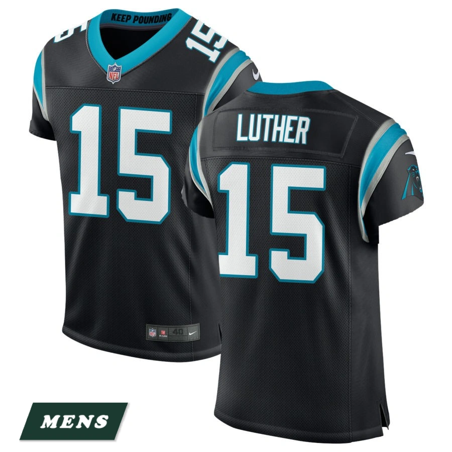 Men's Carolina Panthers Black Classic #15 T.J. Luther Elite Jersey