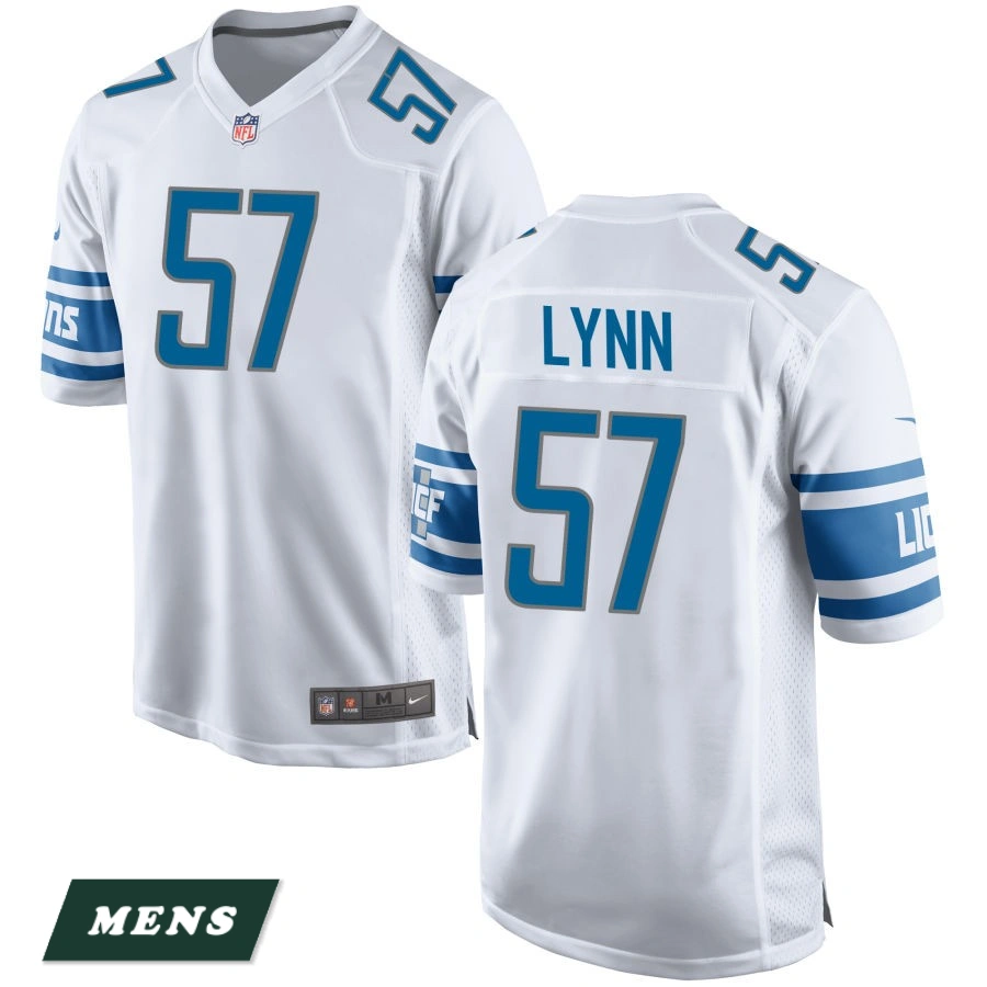 Men's Detroit Lions White #57 Nate Lynn Game Jersey
