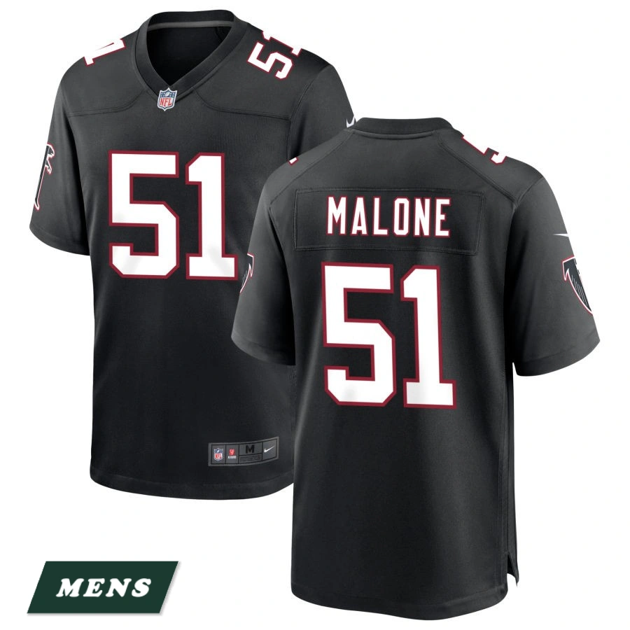 Men's Atlanta Falcons Black Throwback #51 DeAngelo Malone Game Jersey