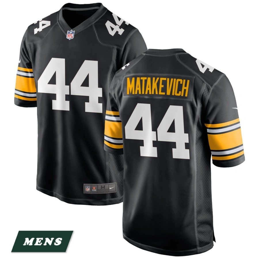 Men's Pittsburgh Steelers Black Alternate #44 Tyler Matakevich Game Jersey Men's Pittsburgh Steelers Black Alternate #44 Tyler Matakevich Game Jersey
