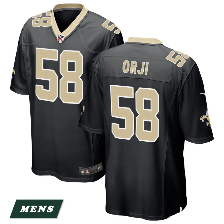 Men's New Orleans Saints Black #58 Anfernee Orji Game Jersey