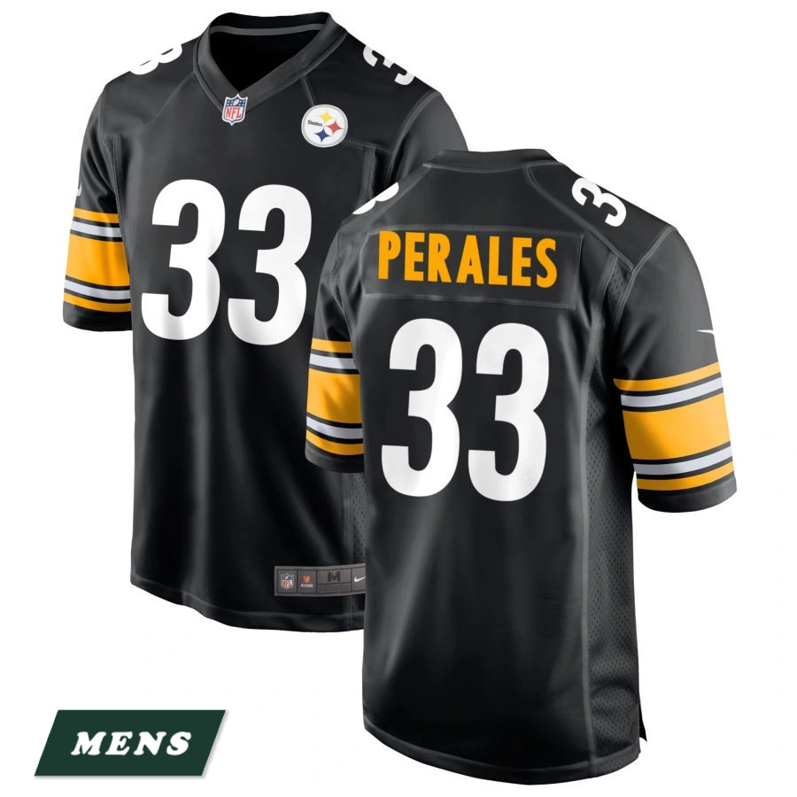 Men's Pittsburgh Steelers Black #33 David Perales Game Jersey Men's Pittsburgh Steelers Black #33 David Perales Game Jersey