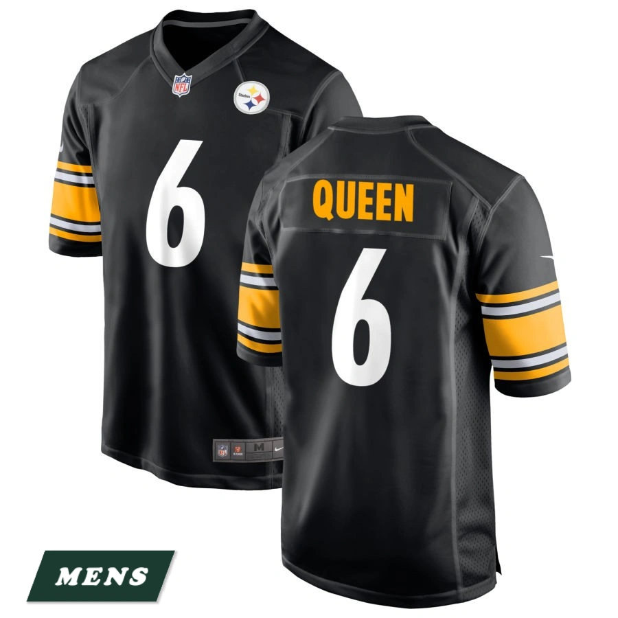 Men's Pittsburgh Steelers Black #6 Patrick Queen Game Jersey Men's Pittsburgh Steelers Black #6 Patrick Queen Game Jersey