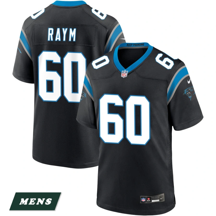 Men's Carolina Panthers Black #60 Andrew Raym Game Jersey