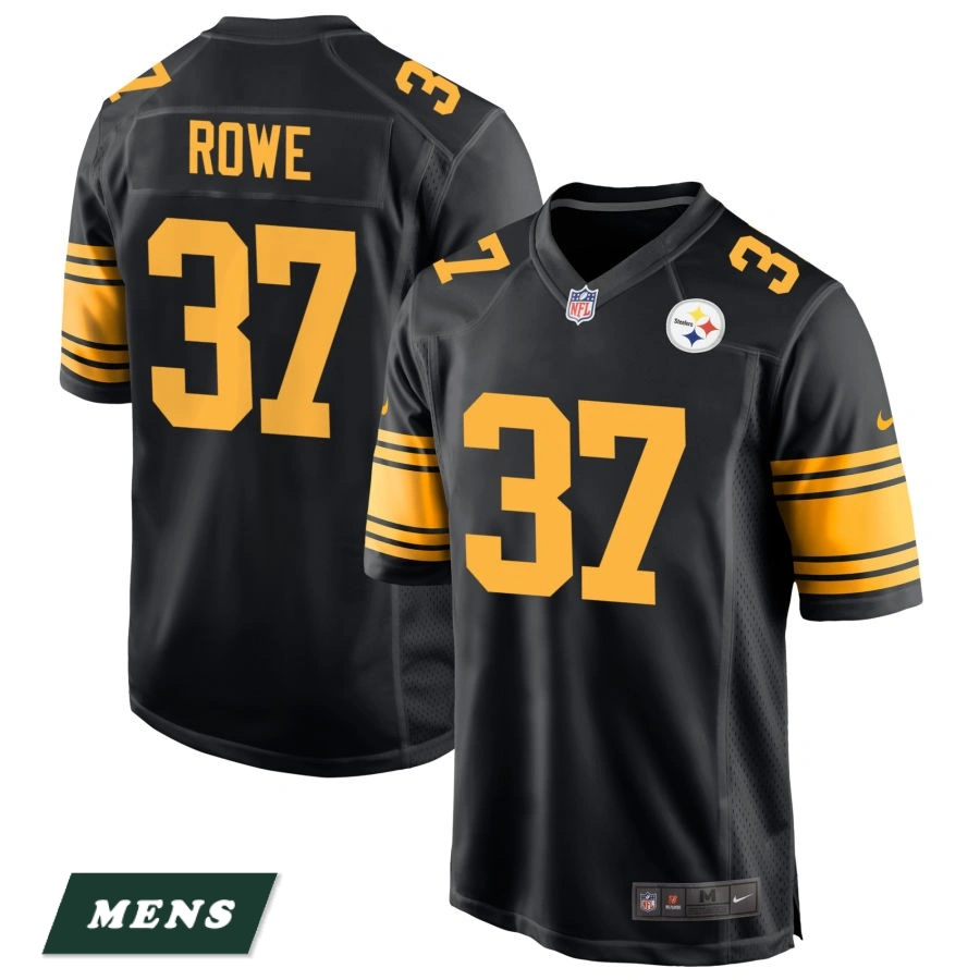 Men's Pittsburgh Steelers Black Alternate #37 Eric Rowe Game Jersey Men's Pittsburgh Steelers Black Alternate #37 Eric Rowe Game Jersey