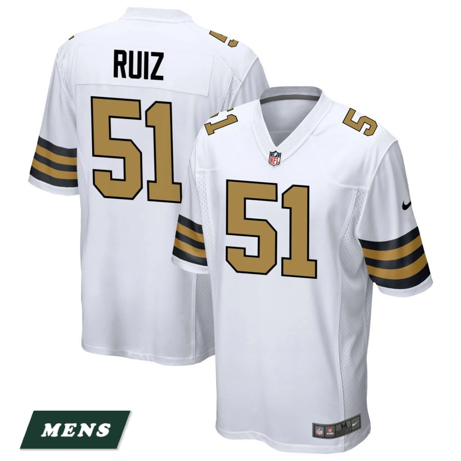 Men's New Orleans Saints White Alternate #51 Cesar Ruiz Game Jersey
