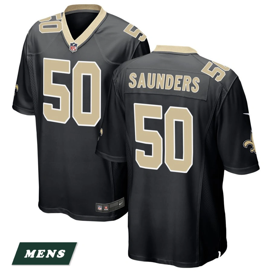 Men's New Orleans Saints Black #50 Khalen Saunders Game Jersey