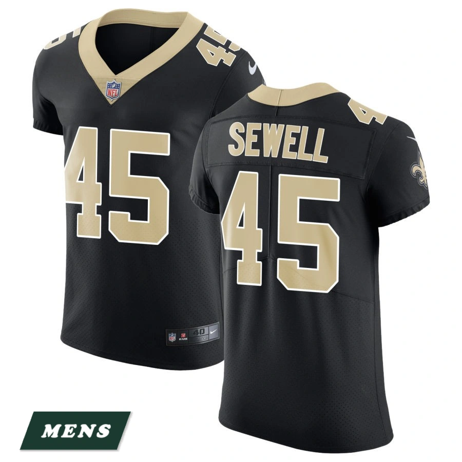 Men's New Orleans Saints Black Vapor Untouchable #45 Nephi Sewell Elite Jersey