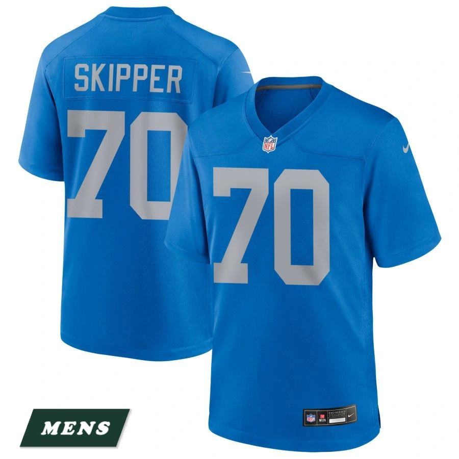 Men's Detroit Lions Blue Alternate #70 Dan Skipper Game Jersey