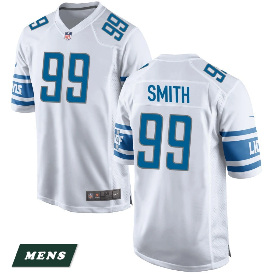 Men's Detroit Lions White #99 Za'Darius Smith Game Jersey