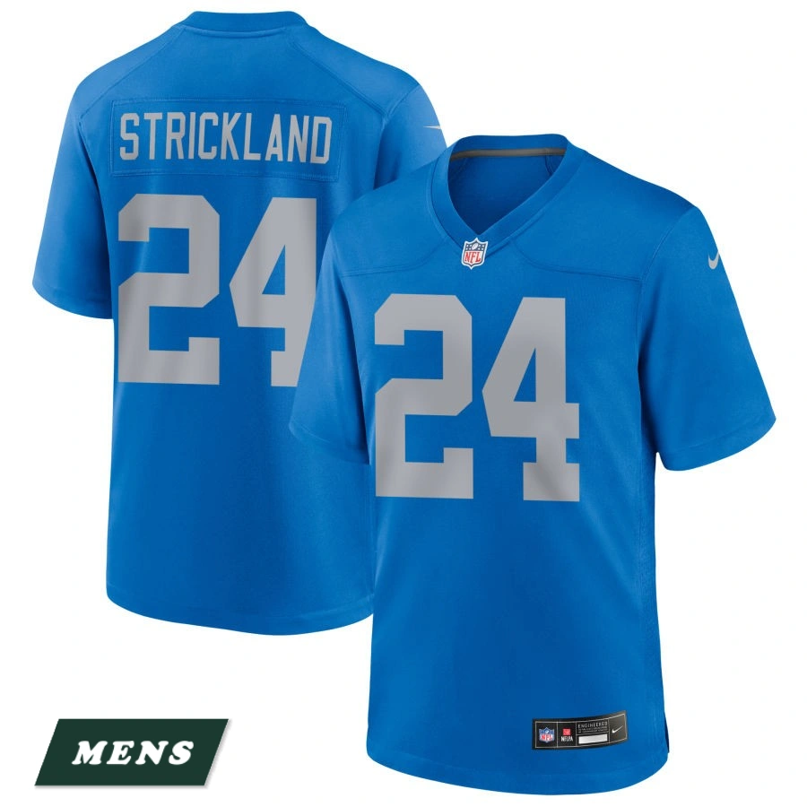 Men's Detroit Lions Blue Alternate #24 Loren Strickland Game Jersey