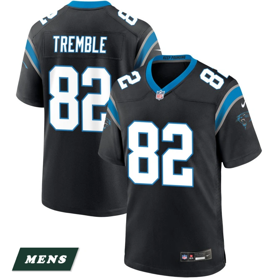 Men's Carolina Panthers Black #82 Tommy Tremble Game Jersey