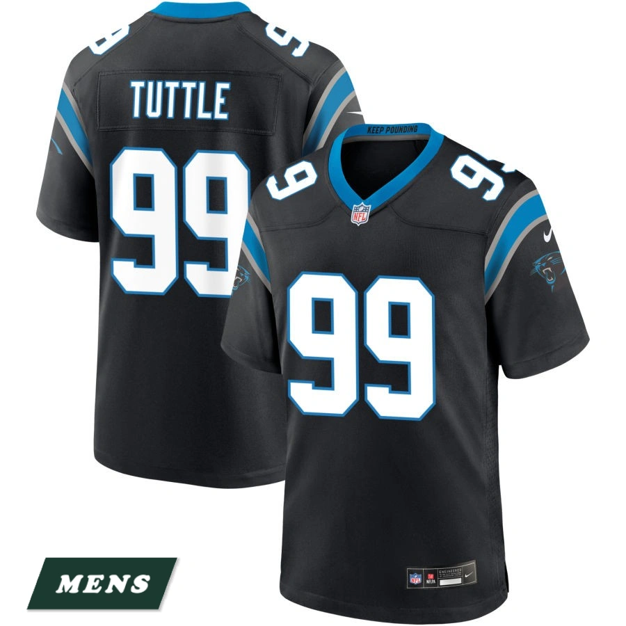 Men's Carolina Panthers Black #99 Shy Tuttle Game Jersey