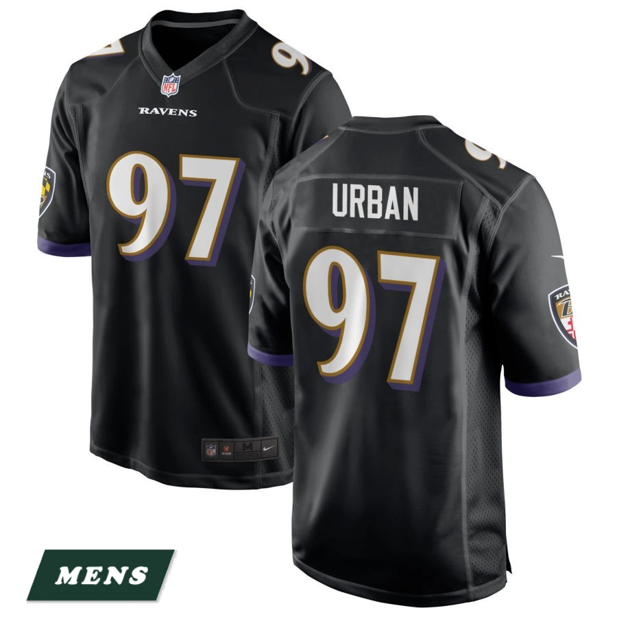 Men's Baltimore Ravens Black Alternate #97 Brent Urban Game Jersey