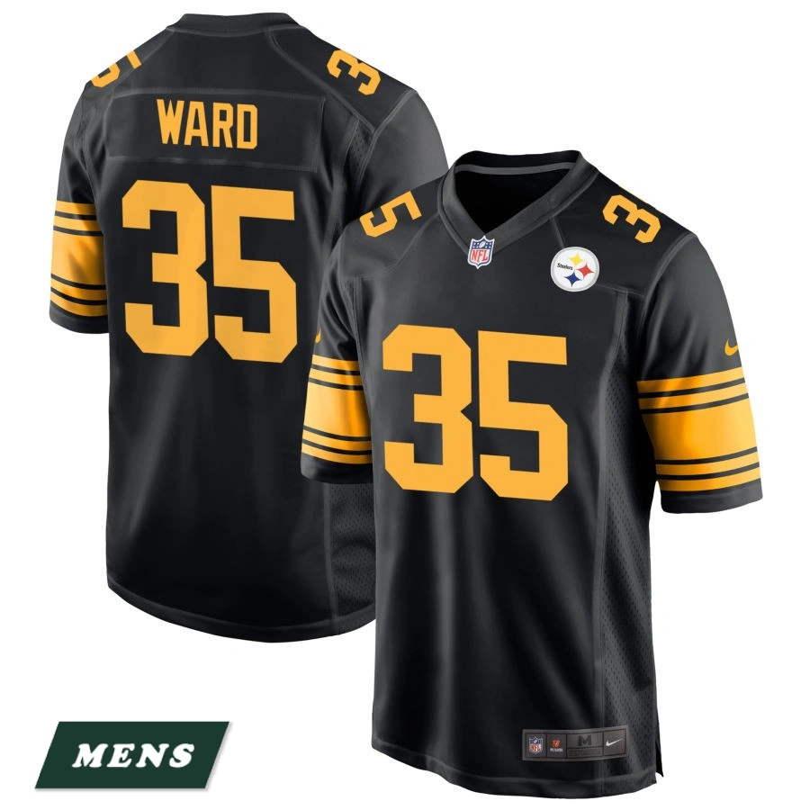 Men's Pittsburgh Steelers Black Alternate #35 Jonathan Ward Game Jersey Men's Pittsburgh Steelers Black Alternate #35 Jonathan Ward Game Jersey