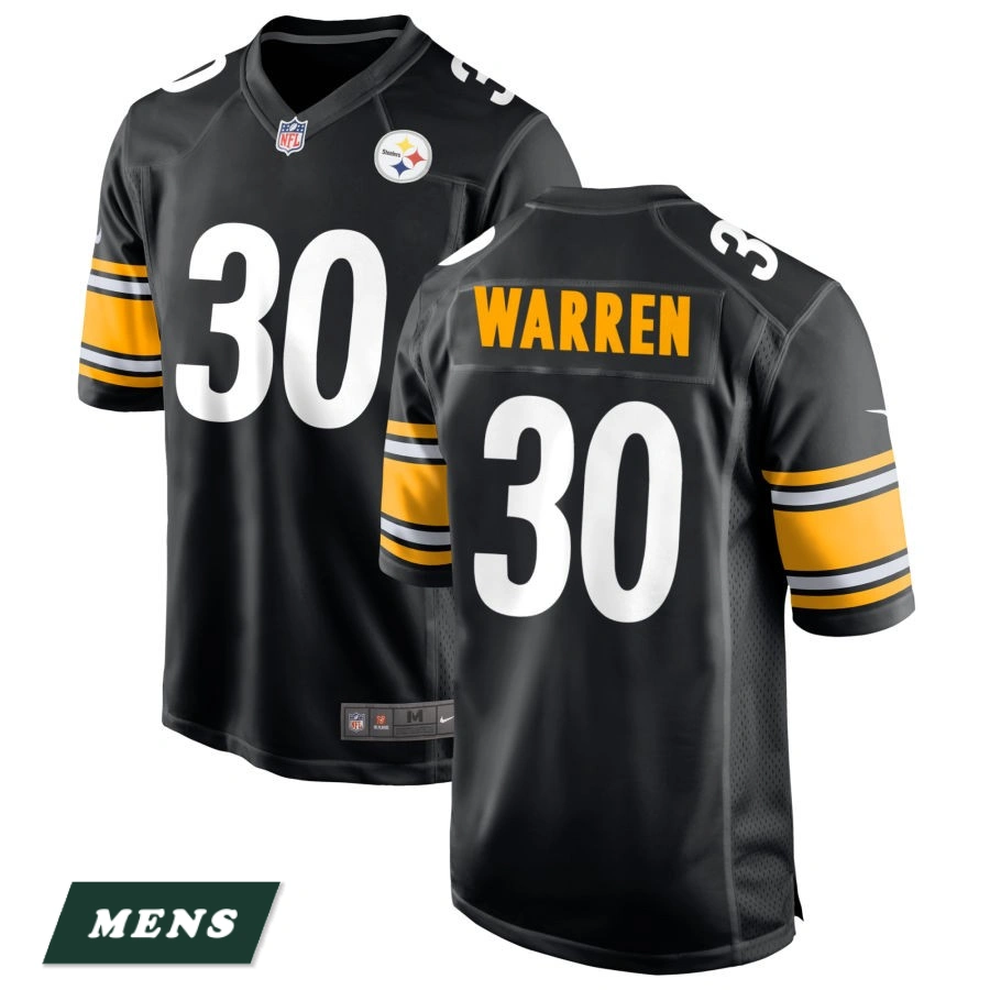 Men's Pittsburgh Steelers Black #30 Jaylen Warren Game Jersey Men's Pittsburgh Steelers Black #30 Jaylen Warren Game Jersey