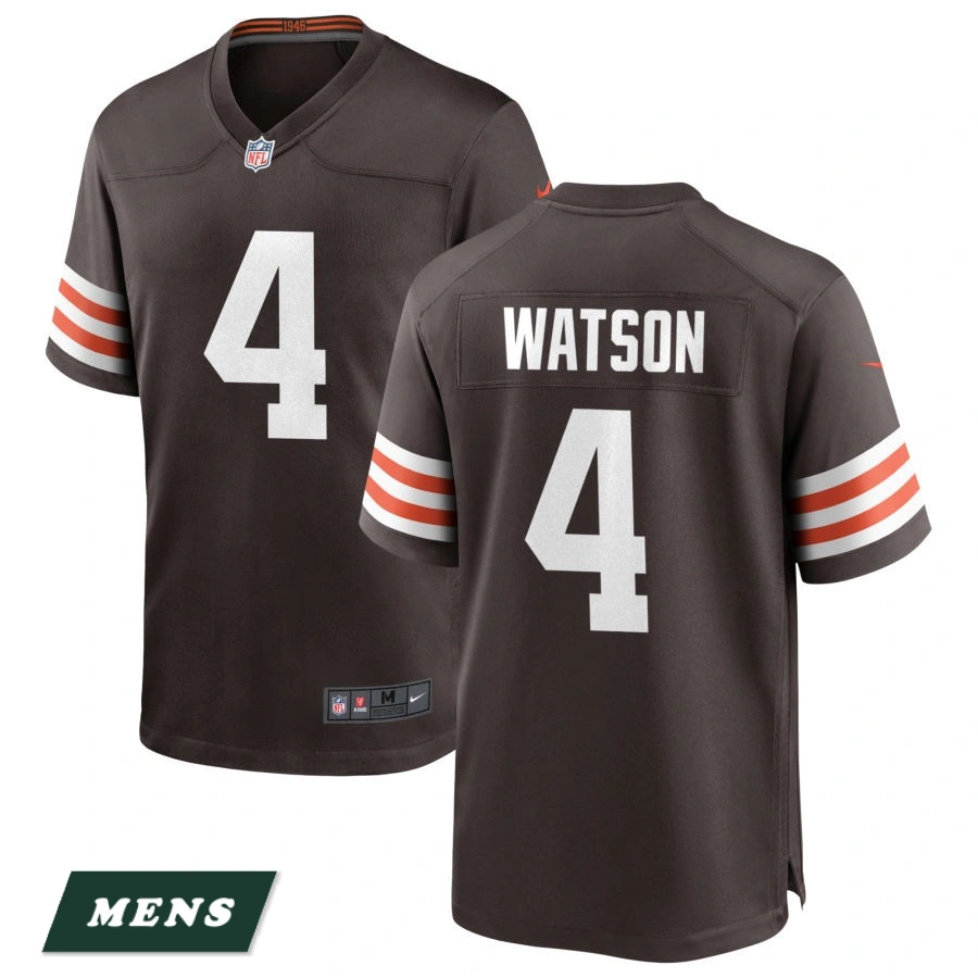 Men's Cleveland Browns Brown #4 Deshaun Watson Game Jersey