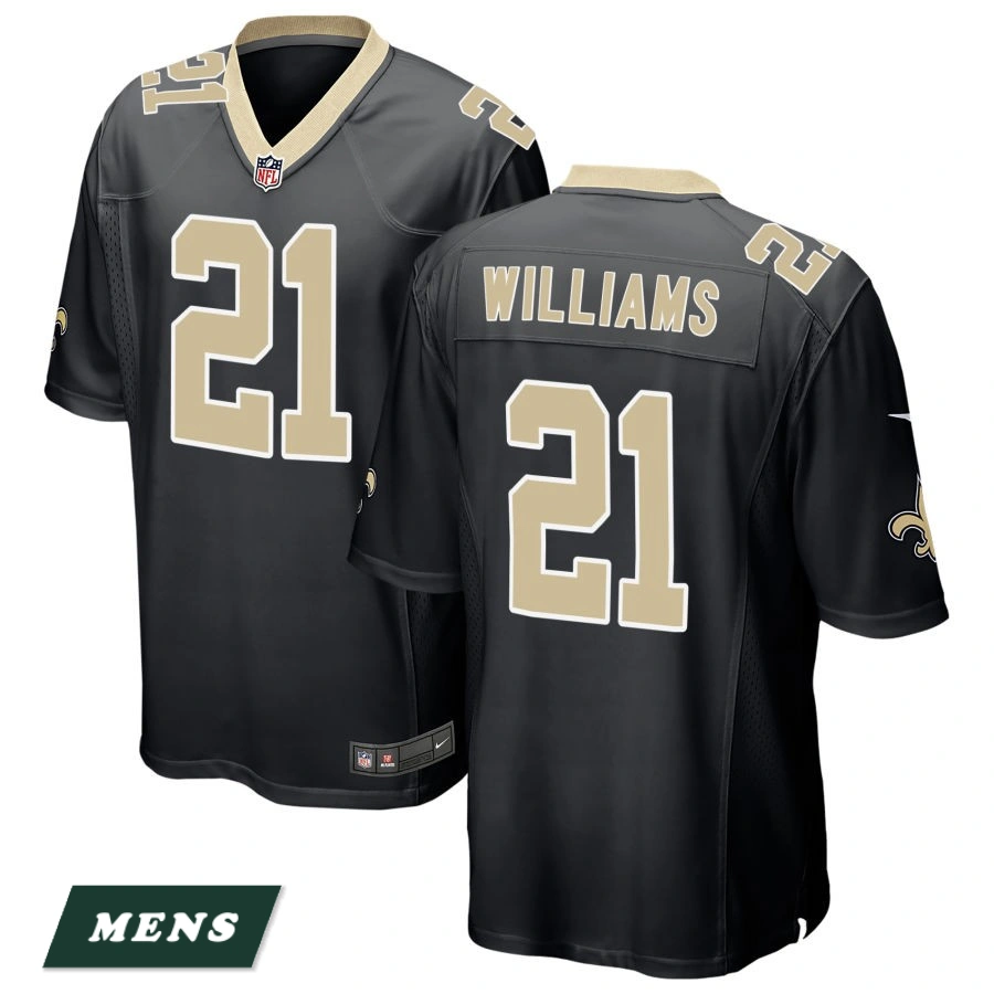 Men's New Orleans Saints Black #21 Jamaal Williams Game Jersey