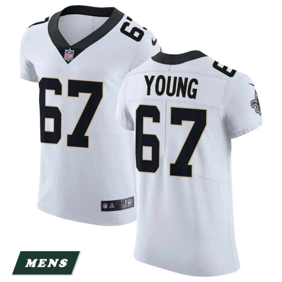 Men's New Orleans Saints White Vapor Untouchable Elite #67 Landon Young Jersey