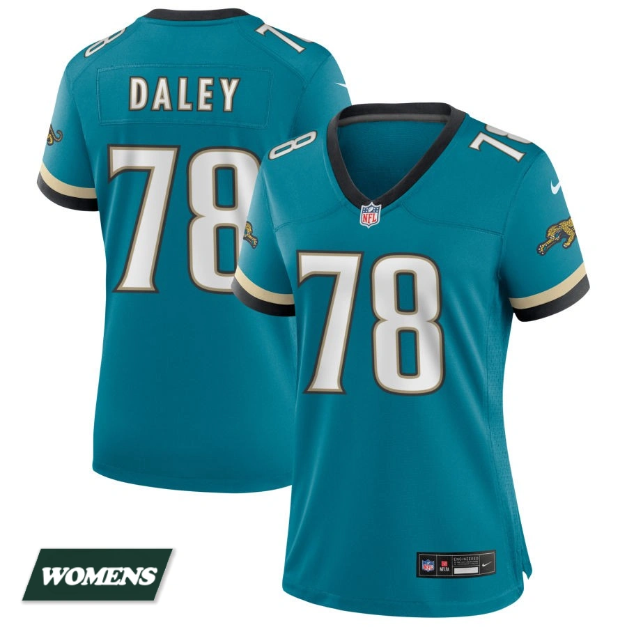 Women's Jacksonville Jaguars Teal Prowler Throwback #78 Dennis Daley Game Jersey