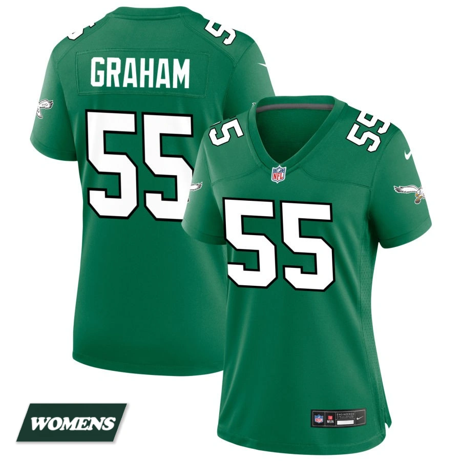 Women's Philadelphia Eagles Kelly Green Alternate #55 Brandon Graham Game Jersey
