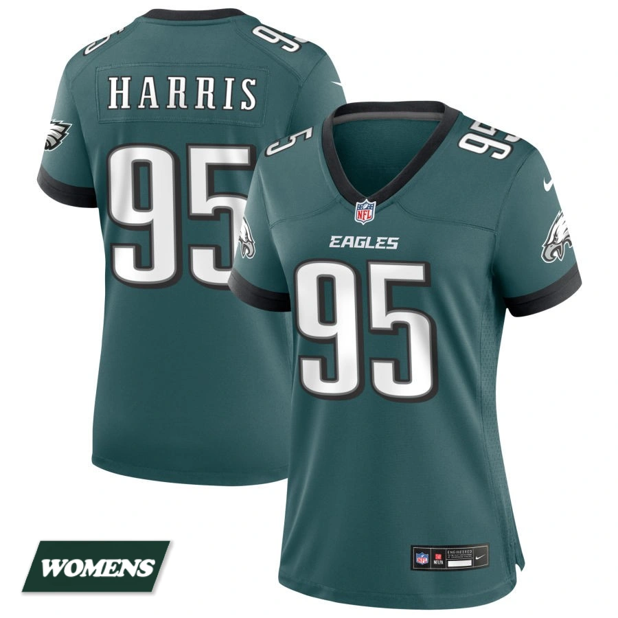 Women's Philadelphia Eagles Midnight Green #95 Charles Harris Game Jersey