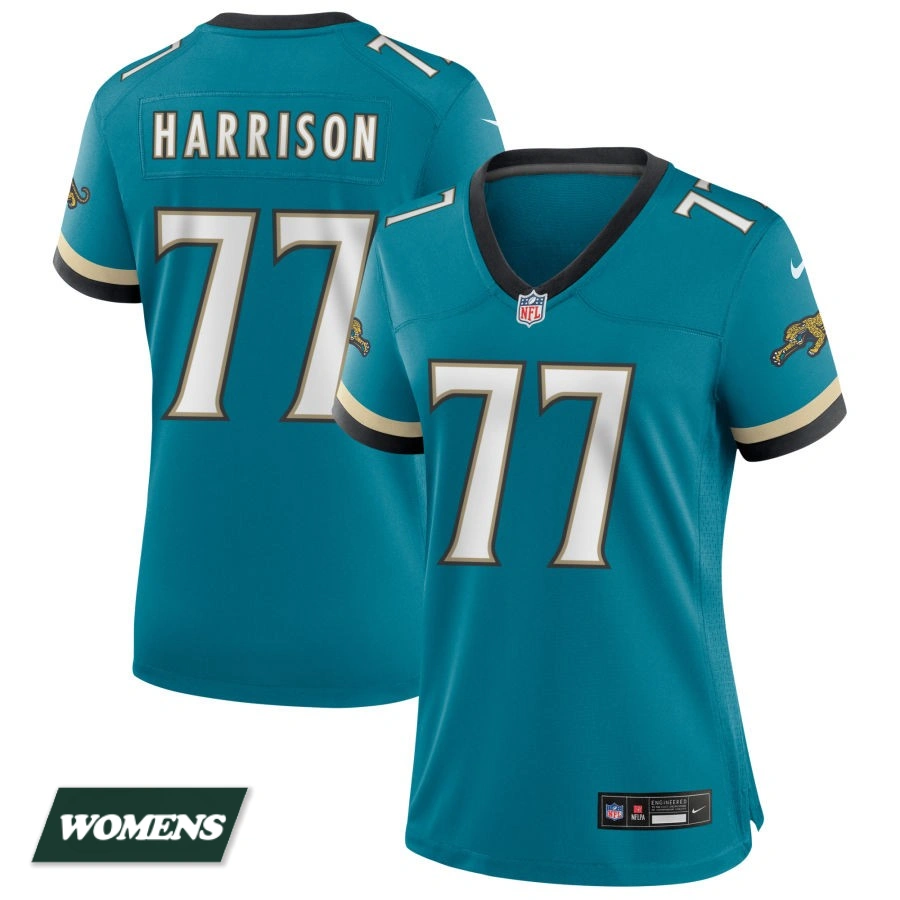 Women's Jacksonville Jaguars Teal Prowler Throwback #77 Anton Harrison Game Jersey
