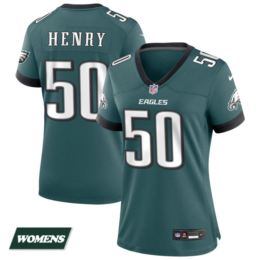 Women's Philadelphia Eagles Midnight Green #50 KJ Henry Game Jersey