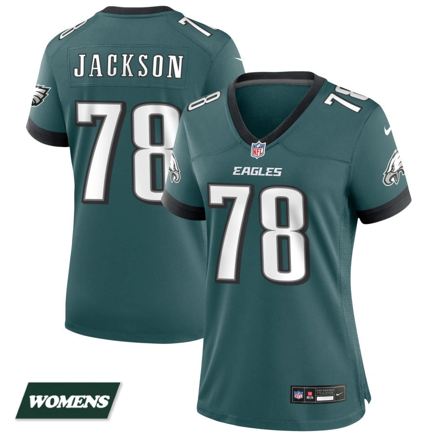Women's Philadelphia Eagles Midnight Green #78 Tarron Jackson Game Jersey